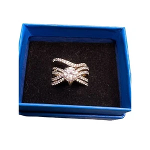 Palm Beach Jewelry 2 Piece Bridal Ring Set Sterling Silver Gold Plated CZ Size 9 - Picture 1 of 6