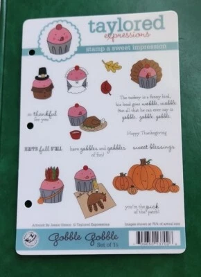 Estampillas de goma Taylored Expressions: Cupcakes GRACIAS" Gobble Gobble " ¡USADAS EN EXCELENTE ESTADO!  Foto 1 de 2