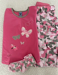 Pumpkin Patch Girls Butterfly Camo Cargos & Long Sleeve Top size 10/11 - Picture 1 of 5