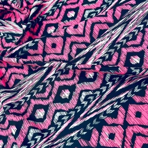 Spandex Fabric 4-way Stretch Pink Ethnic Print 60" Wide by the Yard for Swimwear - Picture 1 of 7