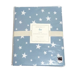 NEW Pottery Barn Kids Star Cotton Shower Curtain Dusty Blue 72x72" Button Hole - Picture 1 of 4