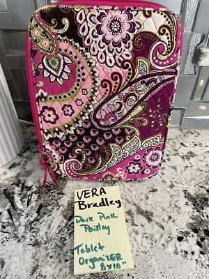 Vera Bradley Tablet Organizer Case Dark PINK Paisley Laptop Padded Sleeve 8x10” - Image 1 of 4