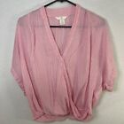 H&M Pink Striped Surplice Wrap Top Size SMALL Womens Blouse