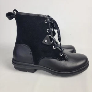 UGG Hapsburg Black Mixed Waterproof Leather Suede Hiker Boots LaceUp Zipper 6½M - Picture 1 of 12