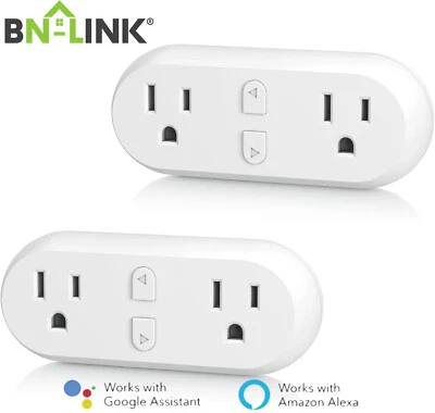 HBN WiFi Dual Outlet Smart Plug with Individual Control,Alexa & Google Assistant - Image 1 of 4