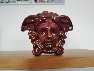 Versace Vase Medusa Grande Fuchsia 15 cm Rosenthal Selb rot gold Kopf Büste - Bild 1 von 4