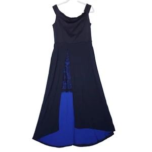 New York & Company Damen High Low Detail Maxikleid Large schwarz blau Spitze neu mit Etikett - Bild 1 von 13