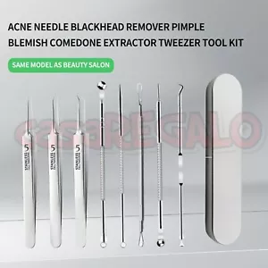 8PCS Blackhead Remover Pimple Tool Kit Acne Comedone Extractor Tweezer Tools - Picture 1 of 7