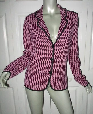 Chaqueta BCBG MAX AZRIA Rosa y Negro Pata de Gallo Cuadros Talla Mediana Foto 1 de 4