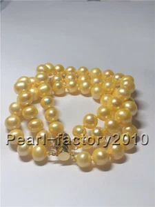 NATURAL 9-10MM SOUTH SEA gold  PEARL BRACELET 14K GOLD CLASP - Picture 1 of 2