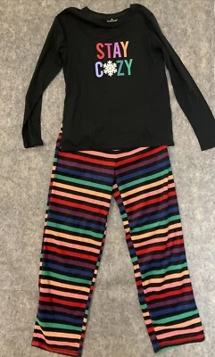 Женская пижама Cuddl Duds размер XS хлопковая футболка и микрофлис черная A546448 - Изображение 1 из 4