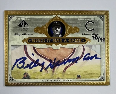 2006 Upper Deck Legendary Cuts Billy Herman When It Was a Game Auto 78/99 AR139 - Image 1 of 2