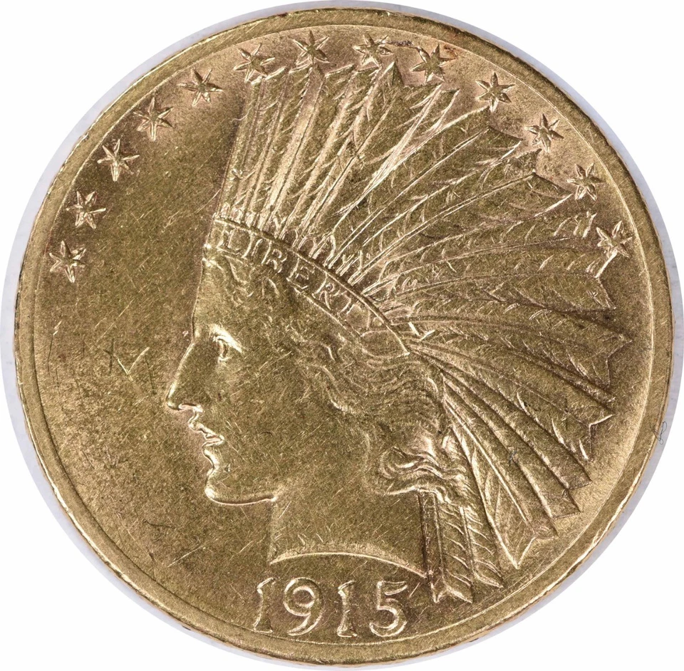1915 $10 Gold Indian AU Slider Uncertified #949 - Image 1 of 2