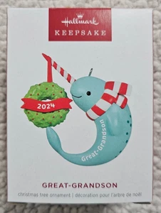 2024 Punze Urenkel blau Narwal Andenken Weihnachtsschmuck NEU - Bild 1 von 3