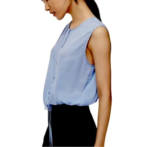 Aritzia Babaton Light Blue Cardin Sleeveless Button-Down Drawstring Waist Top XS - Picture 1 of 13