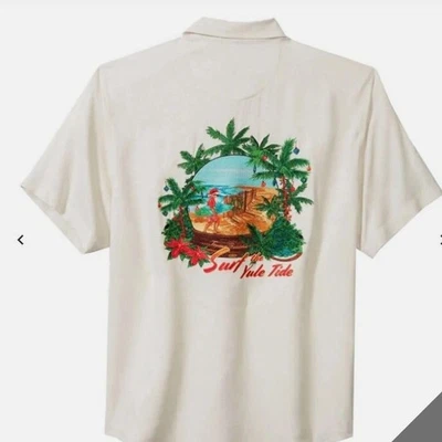 Tommy Bahama EMBROIDERED SURF THE YULE TIDE SILK CHRISTMAS Shirt $168, M, L, XL - Image 1 of 4