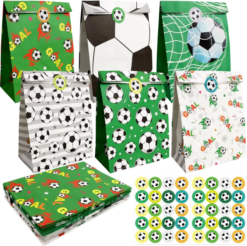 Bolsas de papel de fútbol 18 piezas bolsas para regalos de fiesta de fútbol bolsas de regalo de dulces para niños A Foto 1 de 4
