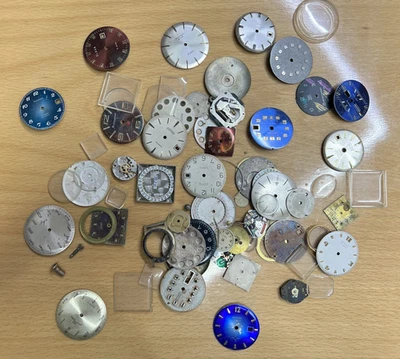 大量老式苏联手表表盘 – Slava、Raketa、Poljot – 用于零件 — 第 1/4 张图片
