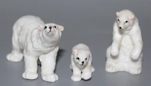 Vintage Miniature Bone China POLAR BEAR Animal Figurines Lot of 3 2 1/4" Long - Picture 1 of 4