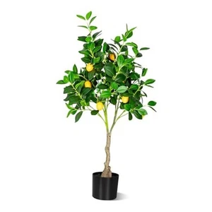 Artificial Lemon Tree, 4FT Faux Lemon Tree in Pot,Small Fake Lemon Fruit Plant - Picture 1 of 8