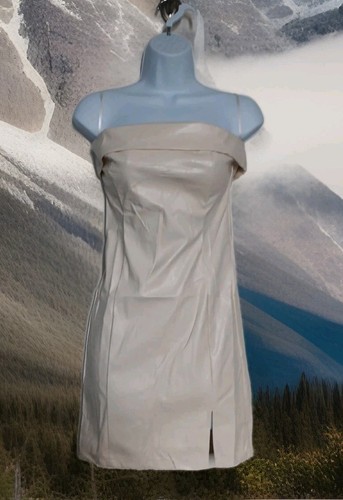 OFF WHITE Mini abito donna Mable in ecopelle senza spalline taglia small bianco sporco nuovo senza etichette