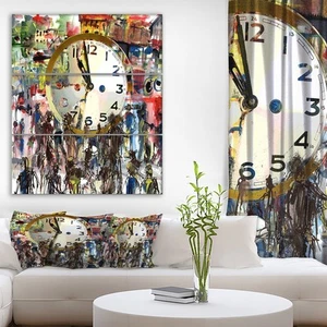 Designart "Watercolor CLock" Contemporary Print on Wrapped Multi-Color 28 in. wi - Picture 1 of 5