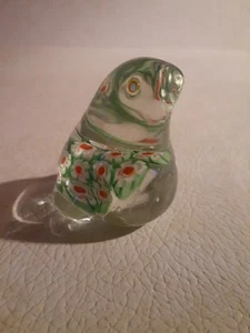 Millefiori Murano Kunst Glas grüner Frosch Briefbeschwerer 2,5" Fee Regal Sitter - Bild 1 von 5