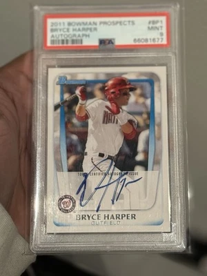 Bowman Prospects Bryce Harper 2011 #BP1 autógrafo (AU, RC) PSA 9 Foto 1 de 3