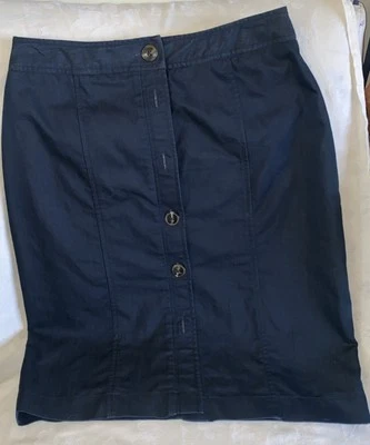 Falda Pantology Para Mujer Talla 14 Damas Sólida Azul Marino Abotonada Modesta Foto 1 de 4