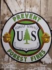 VINTAGE SMOKEY BEAR PORCELAIN SIGN 1950s PREVENT FOREST FIRES PARK SERVICE 30"