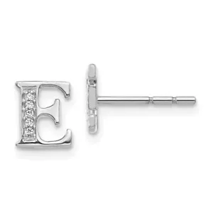 8mm 14k White Gold Diamond Initial E Earrings EM4170E-003-WA - Picture 1 of 5