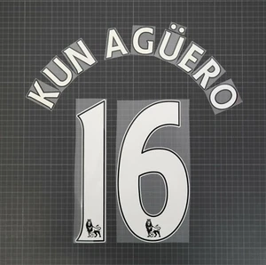 KUN AGUERO #16 2013-2017 Jugador Talla Premier League Blanco Juego de Nombres PS-PRO Plástico - Imagen 1 de 1