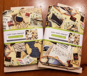 LOT of 2 Kate Ward Thacker Bon Voyage Cotton Fabric 1 yard x 44 Inches Sewing - Picture 1 of 5