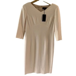 NWT Faconnable MIDI Dress 3/4 Sleeve Sz 12 Cream Lined, Fitted Modal V Neck $365 - Picture 1 of 24