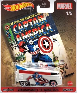 HOT WHEELS POP CULTURE MARVEL CAPTAIN AMERICA VOLKSWAGEN DRAG BUS REAL RIDERS!! - Picture 1 of 2
