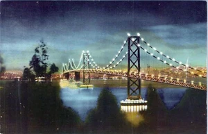 San Francisco Oak Land Bay Bridge Night Scene D127 Postcard Unposted - Picture 1 of 2