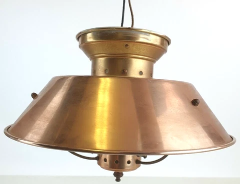 Ceiling Mount Electric Oil Lamp Bubble Glass Globe & Copper Shade Nautical Boat Cover