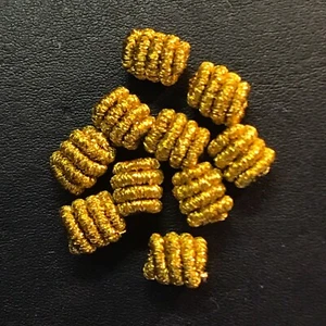Loose Handmade Threaded Wired Fabric beads (Tube) Gold Color - Picture 1 of 4