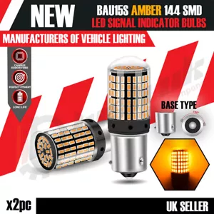 2x CANBUS AMBER 144 LED BLINKER GLÜHBIRNEN ORANGE BAU15S PY21W 581 SMD - Bild 1 von 9