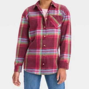Girls Oversized Flannel Top - Art Class S 6/7 - Picture 1 of 1
