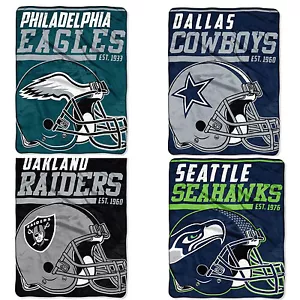 Football Teams License Blanket Micro Plush Raiders Seahawks Cowboys & Eagles - Picture 1 of 3
