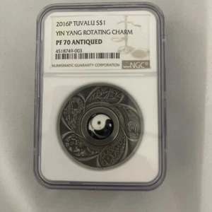 2016 P Tuvalu Yin Yang Rotating Charm 1Oz Silver $1 COIN NGC PF70 BOX and COA - Picture 1 of 5