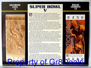 SUPER BOWL 5 ~ COLTS / COWBOYS Official NFL 22 KT GOLD SB V TICKET Willabee Ward - Picture 1 of 1