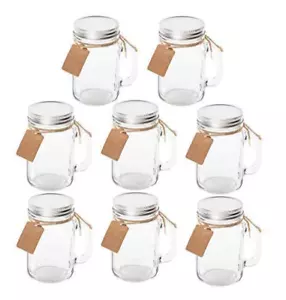 Glas Becher Mason Fashion Gläser Trinkglas Set Griffe Deckel Cocktails Bar 8 Stück - Bild 1 von 8