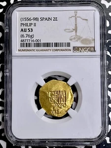 (1556-1598) Spain Philip II 2 Escudos NGC AU53 Lot#G9798 Gold! - Picture 1 of 3