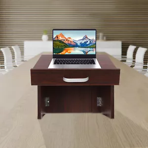 Wooden Tabletop Portable Podium, Folding, Angled Surface with Lip, Storage Area - Picture 1 of 20