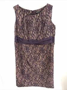 Vestido Dana Kay Talla 20W Púrpura Floral Encaje Superpuesto Look Cintura - Imagen 1 de 5