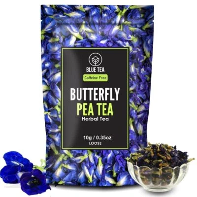 BLUE TEA - Butterfly Pea Flower Tea, Herbal Tea, 0.35 Oz (20+ Cups) Loose ...