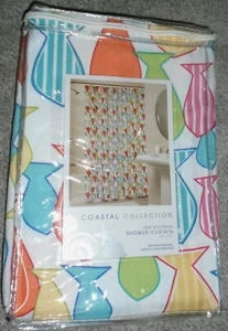 Coastal Collection Shower Curtain Multicolor Fish Print 72"X72" NEW - Picture 1 of 7