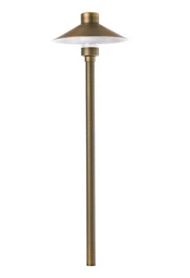 Walkway Lights Outdoor Brass Low Voltage Landscape Garden Big Hat Wired Electric - Image 1 of 4